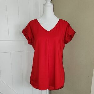 Express Red V-Neck Women's Top